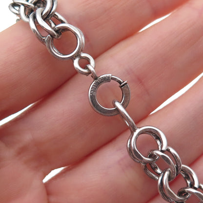 925 Sterling Silver Antique Art Deco Bismark Link Bracelet 7.75"