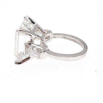 925 Sterling Silver Vintage C Z Engagement Ring Size 5.75