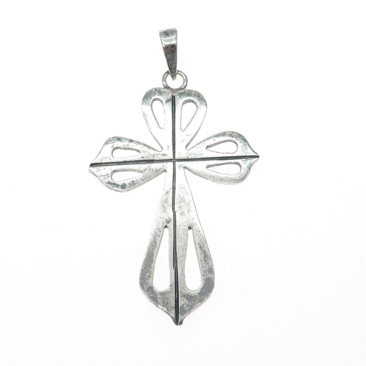 925 Sterling Silver Vintage Mexico Cross Oxidized Pendant