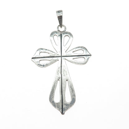 925 Sterling Silver Vintage Mexico Cross Oxidized Pendant