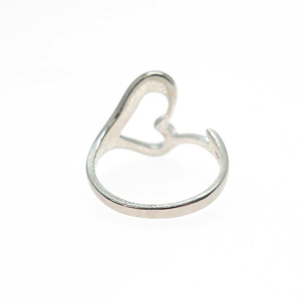 925 Sterling Silver Vintage Modernist Heart Oxidized Ring Size 7
