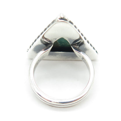 925 Sterling Silver Vintage Real Malachite Triangle Ring Size 6.5