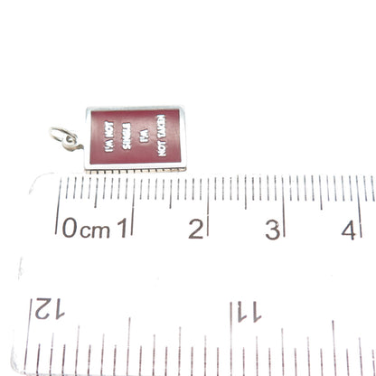 925 Sterling Silver Enamel I'm Not Single I'm Not Taken Minimalist Charm Pendant