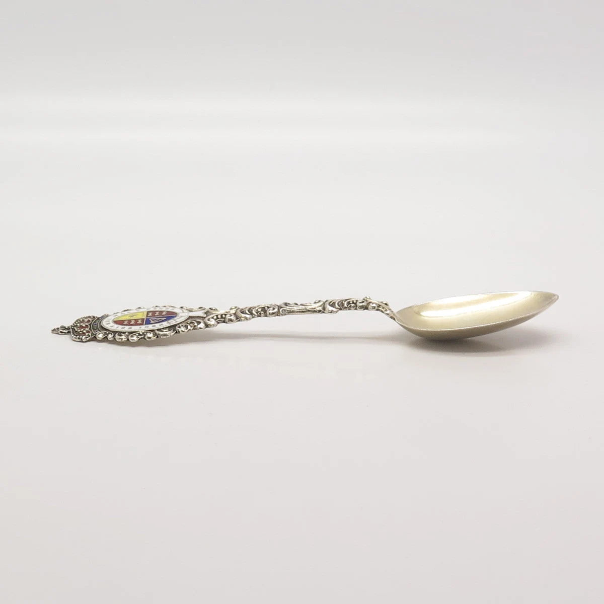 925 Sterling Silver Antique London C. Saunders & F. Shepherd Enamel Ornate Spoon