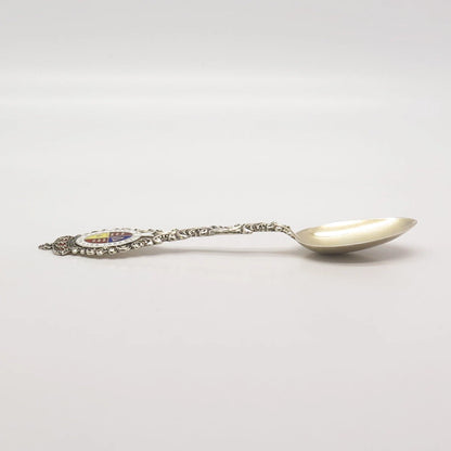 925 Sterling Silver Antique London C. Saunders & F. Shepherd Enamel Ornate Spoon