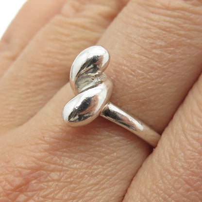 925 Sterling Silver Vintage Modernist Hook Ring Size 8