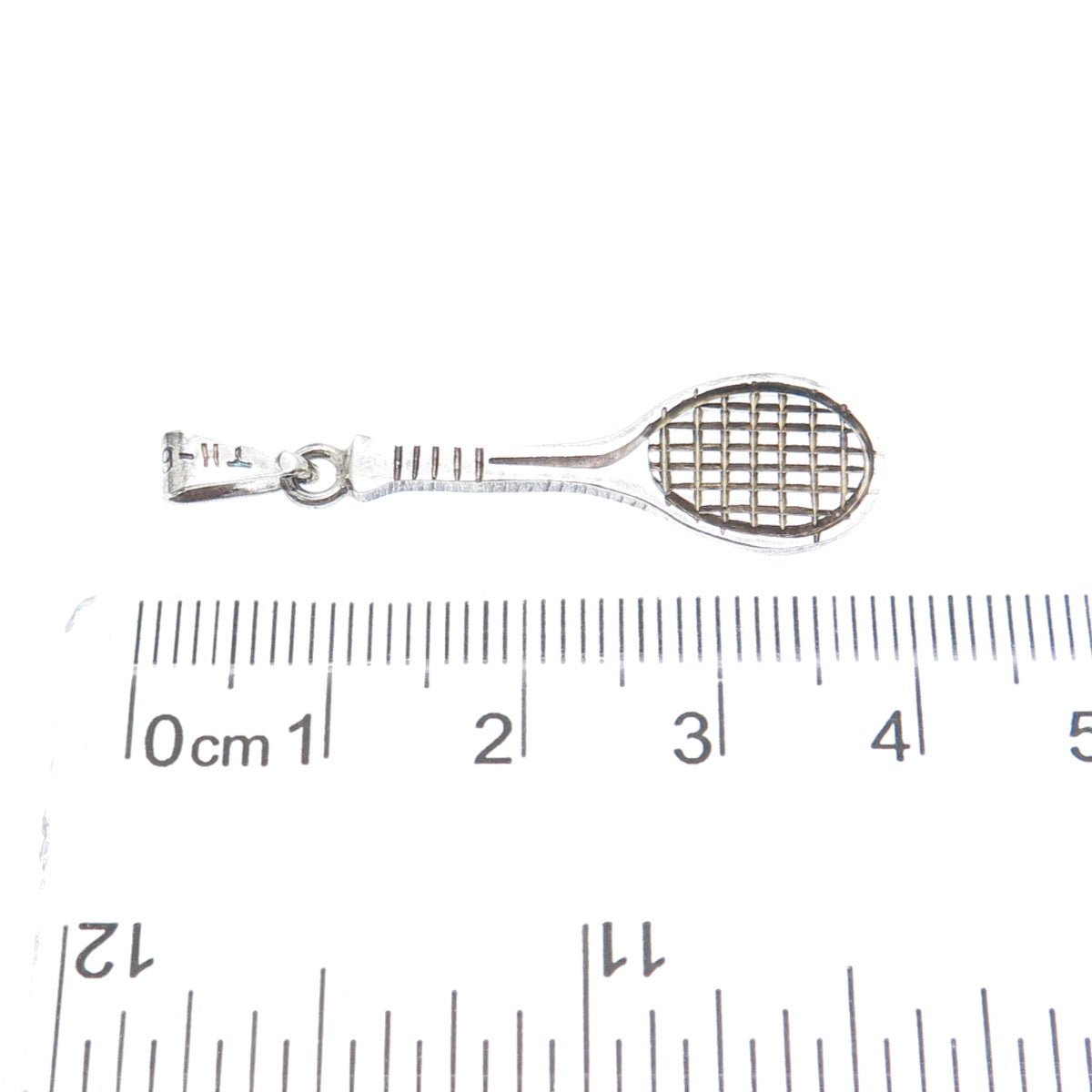 925 Sterling Silver Vintage Tennis Racket Oxidized Charm Pendant