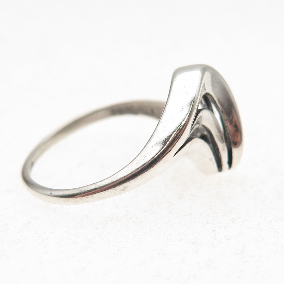 Shube 925 Sterling Silver Vintage Modernist Oxidized Ring Size 7.75