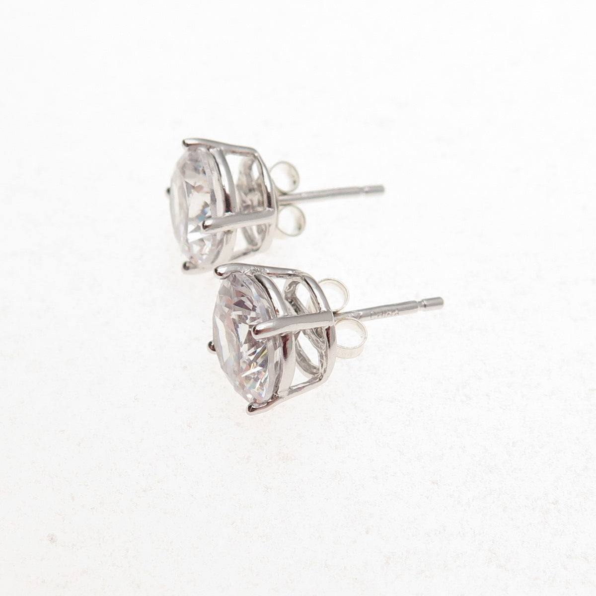 JCM Jacmel Mauritius 925 Sterling Silver Round-Cut C Z Stud Earrings