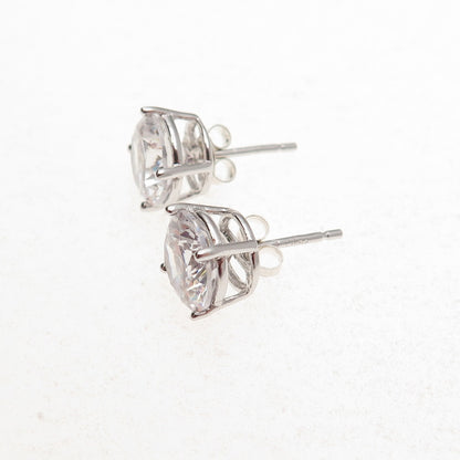 JCM Jacmel Mauritius 925 Sterling Silver Round-Cut C Z Stud Earrings