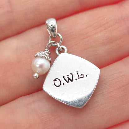 O.W.L. 925 Sterling Silver Vintage Real Pearl Love Heart Minimalist Pendant