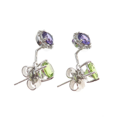 925 Sterling Silver Real Topaz Peridot Amethyst Interchangeable Jacket Earrings