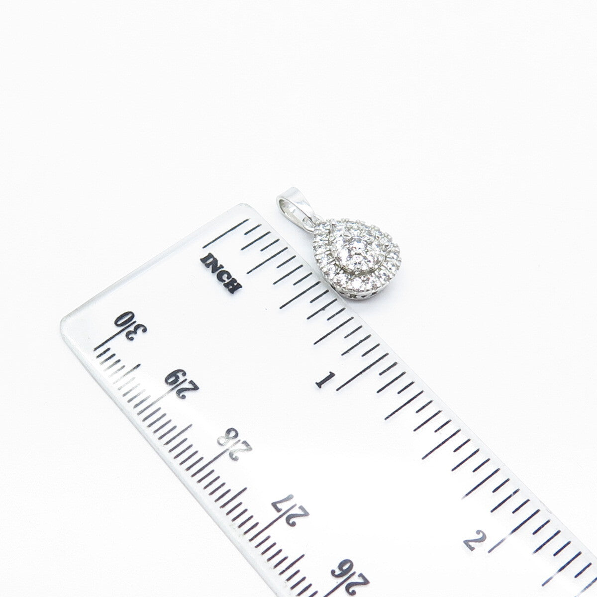 925 Sterling Silver C Z Teardrop Charm Pendant