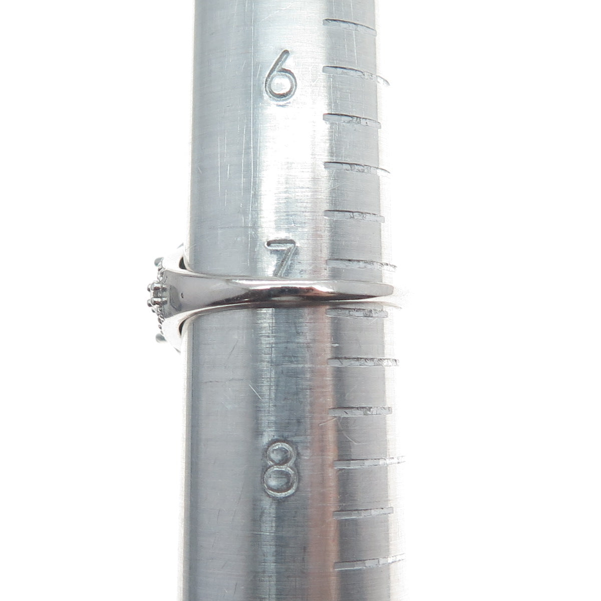 925 Sterling Silver Real Oval-Cut Mystic Quartz & C Z Cluster Ring Size 7.25