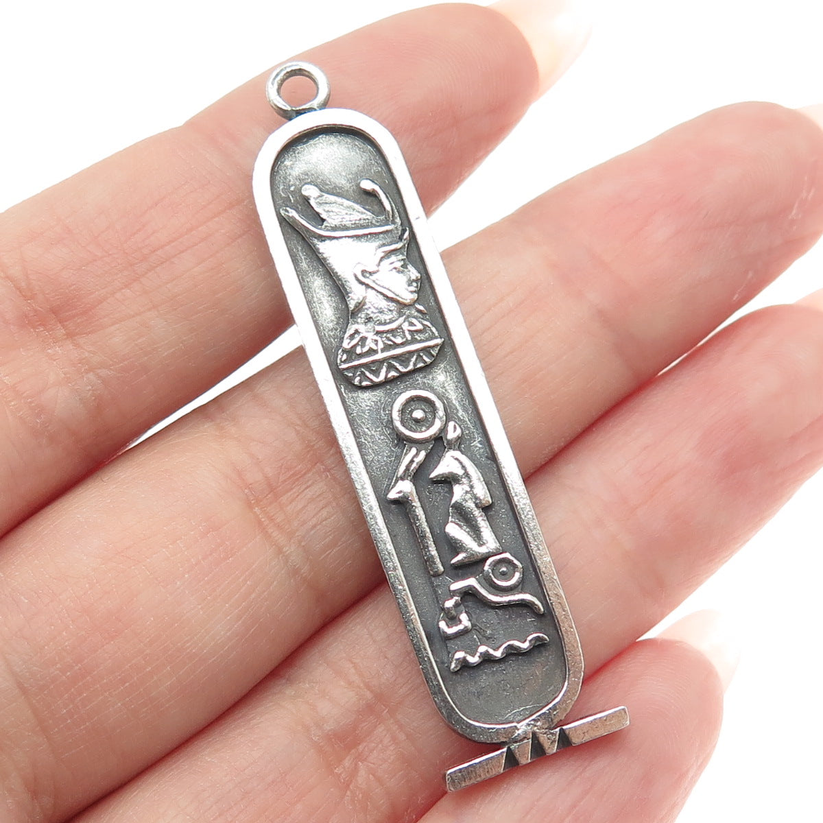 800 Silver Vintage Egypt Cartouche Double Sided Pendant