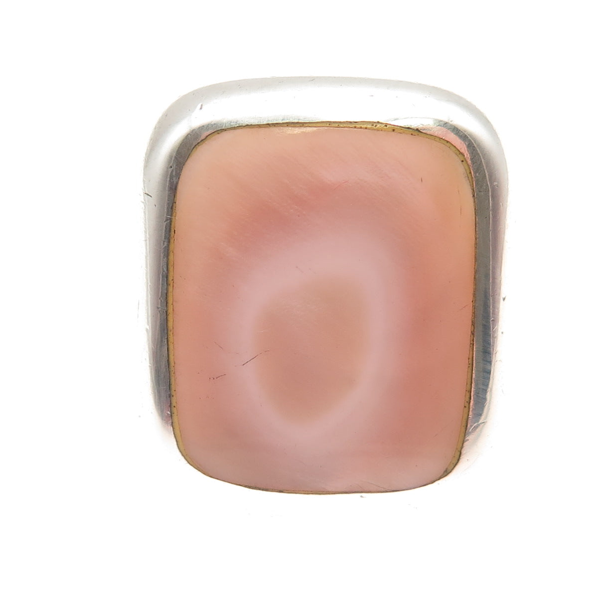 M.R.F. Resources 925 Sterling Silver Vintage Real MOP Modernist Ring Size 7
