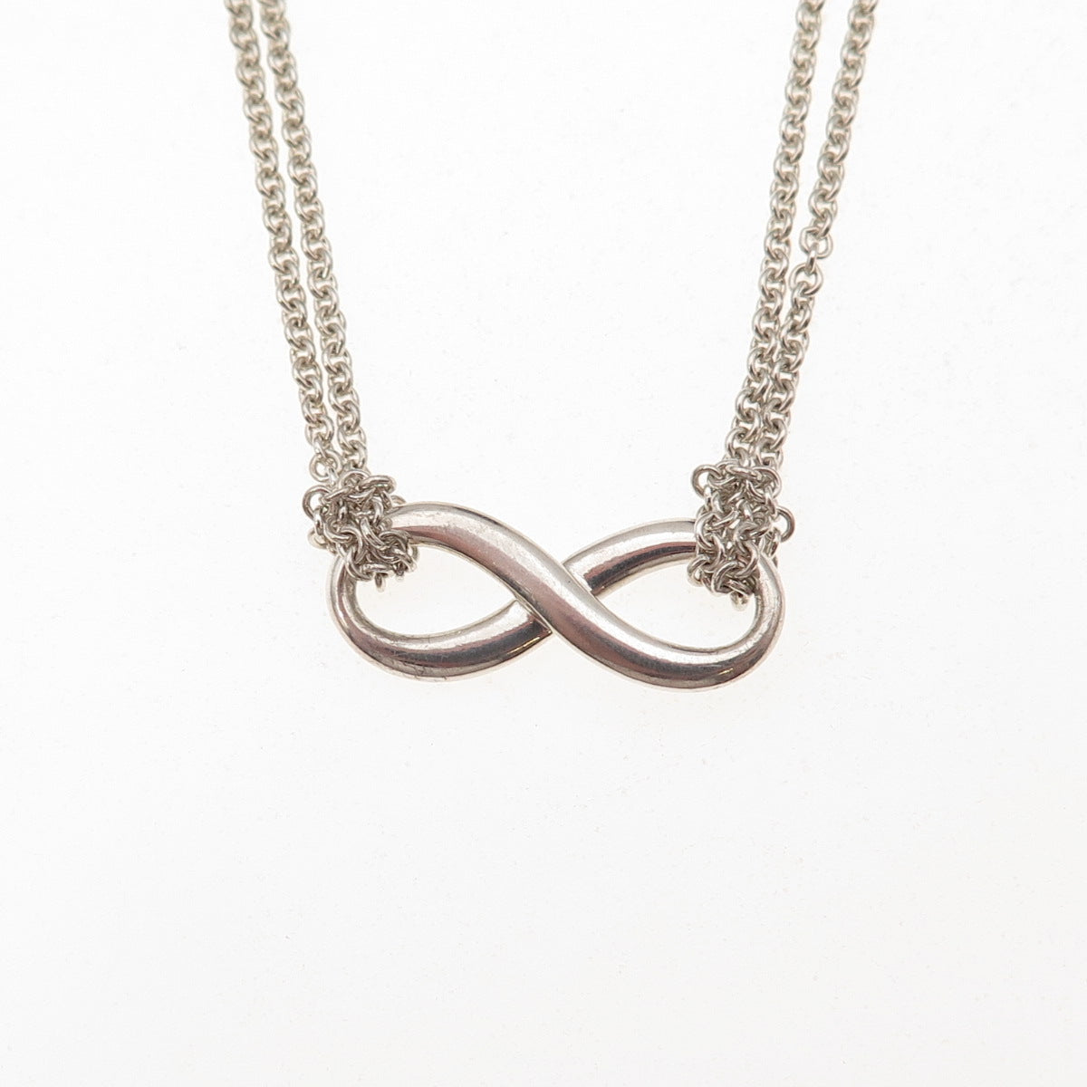Tiffany & Co. Sterling Silver Vintage Infinity Cable Double Chain Necklace 16"