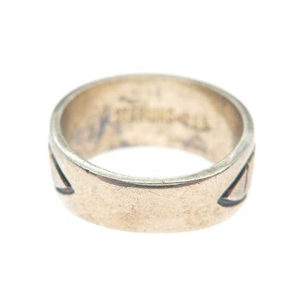 CLARK & COOMBS 925 Sterling Silver Gold Plated Antique Greek Maze Ring Size 5.5