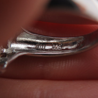 925 Sterling Silver Real Round-Cut Sapphire & White Topaz Ring Size 7