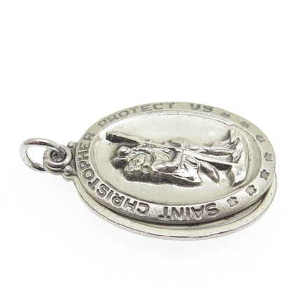 THEDA Sterling Silver Vintage St. Mary Miraculous Slide Medal Religious Pendant