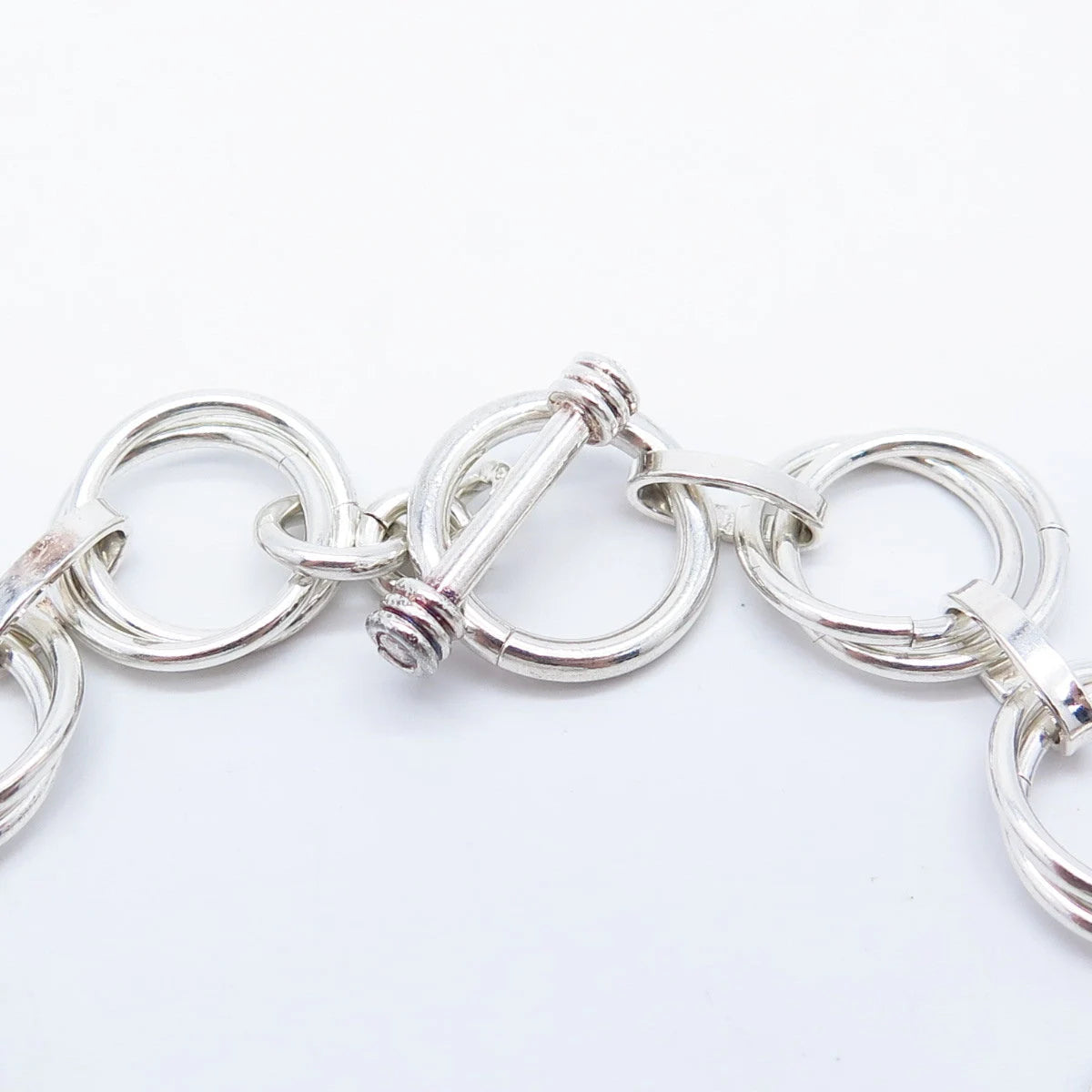 925 Sterling Silver Vintage Rolo Link Bracelet 8"