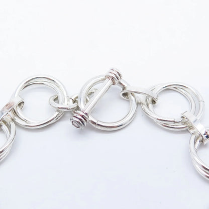 925 Sterling Silver Vintage Rolo Link Bracelet 8"
