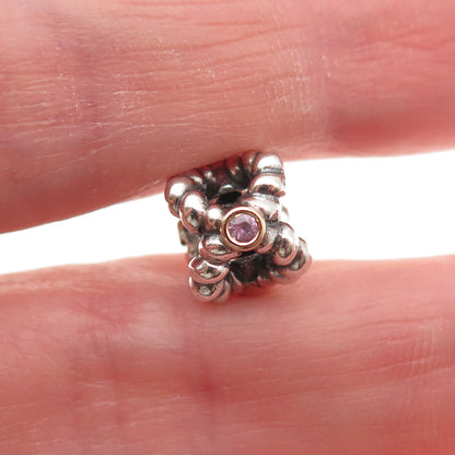 Pandora Sterling Silver & Gold Accent Real Pink Topaz Binding Beauty Slide Charm