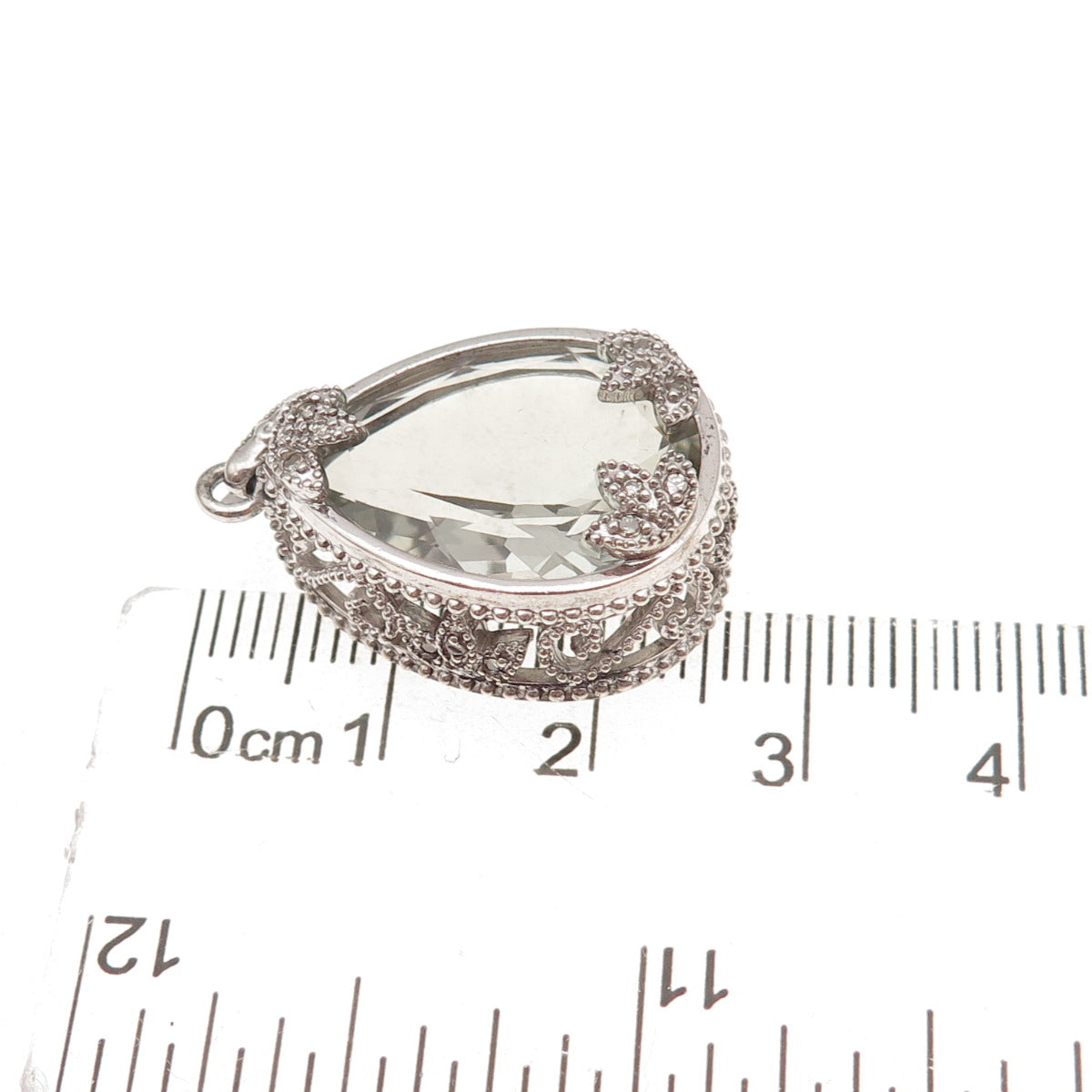925 Sterling Silver Mexico Real Diamond & Green Amethyst Charm Pendant