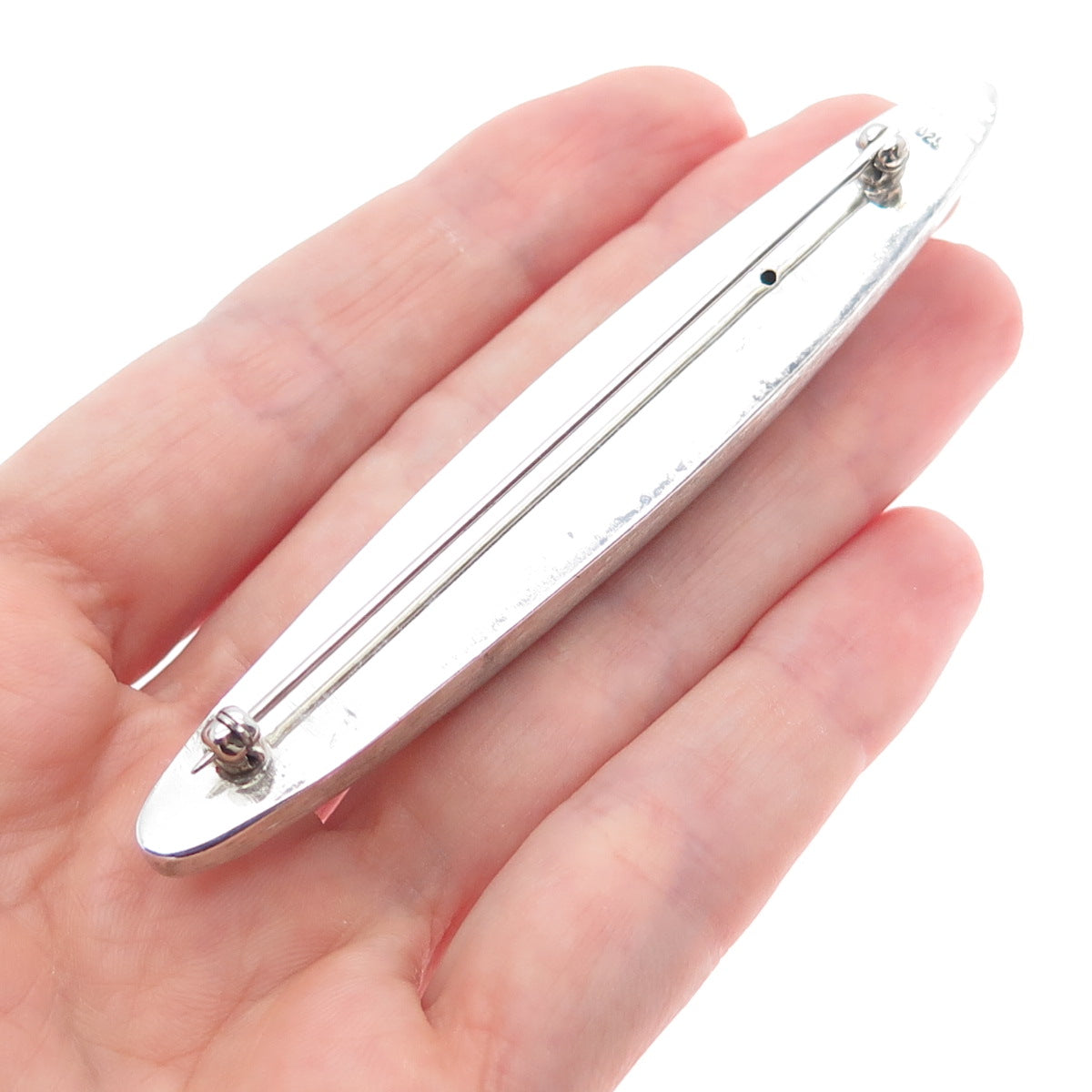 925 Sterling Silver Vintage Modernist Crisscross Oxidized Pin Brooch