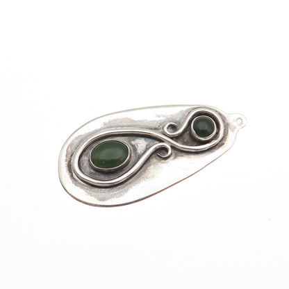 Stanley Bain Navajo Old Pawn Sterling Silver Vintage Southwestern Jade Pendant