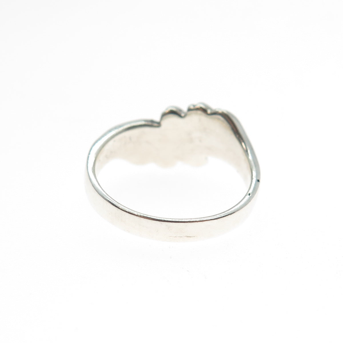 925 Sterling Silver Vintage Modernist Angel Wings Oxidized Ring Size 6.25