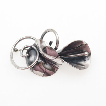 JOSEPH MASANIELLO 925 Sterling Silver Vintage Calla Lily Oxidized Pin Brooch