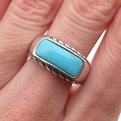 Carolyn Pollack 925 Sterling Silver Vintage Real Turquoise Oxidized Ring Size 7