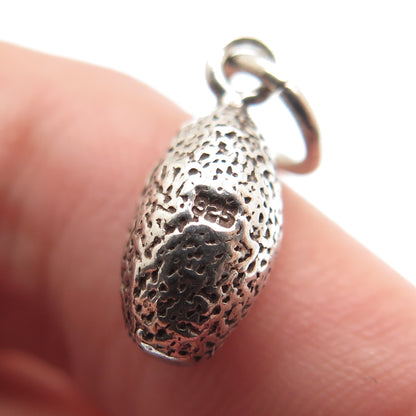 925 Sterling Silver Vintage Football Ball Oxidized Minimalist Charm Pendant