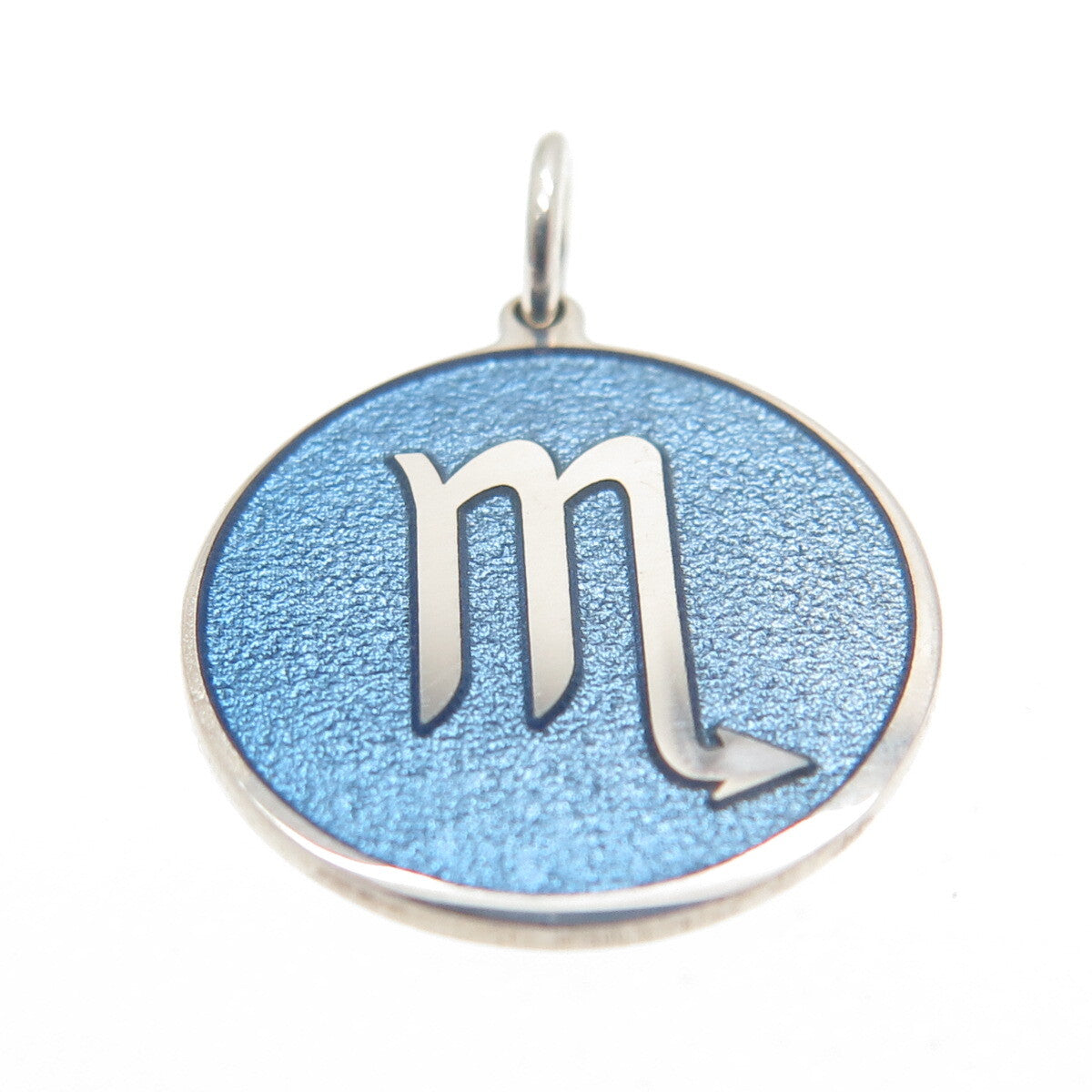 925 Sterling Silver Blue Enamel Scorpio Zodiac Sign Minimalist Charm Pendant