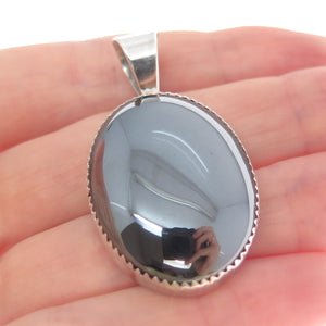 SHANE Old Pawn 925 Sterling Silver Vintage Southwestern Hematite Charm Pendant