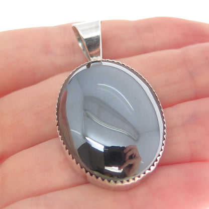 SHANE Old Pawn 925 Sterling Silver Vintage Southwestern Hematite Charm Pendant