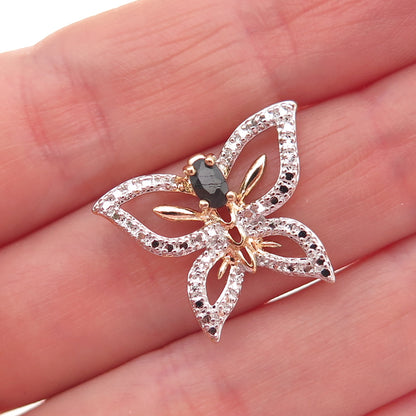 Ross Simons 925 Sterling Gold Plated Real Sapphire Butterfly Mini Slide Pendant