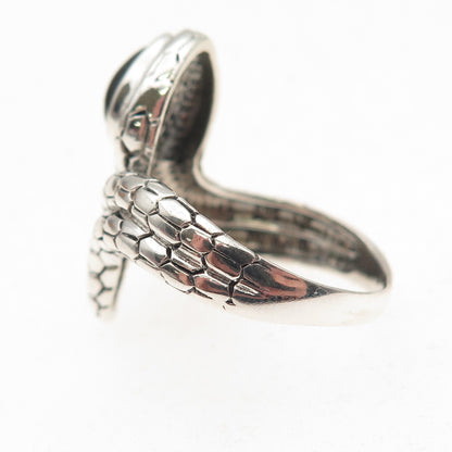 925 Sterling Silver Vintage Real Black Onyx Snake Oxidized Ring Size 8