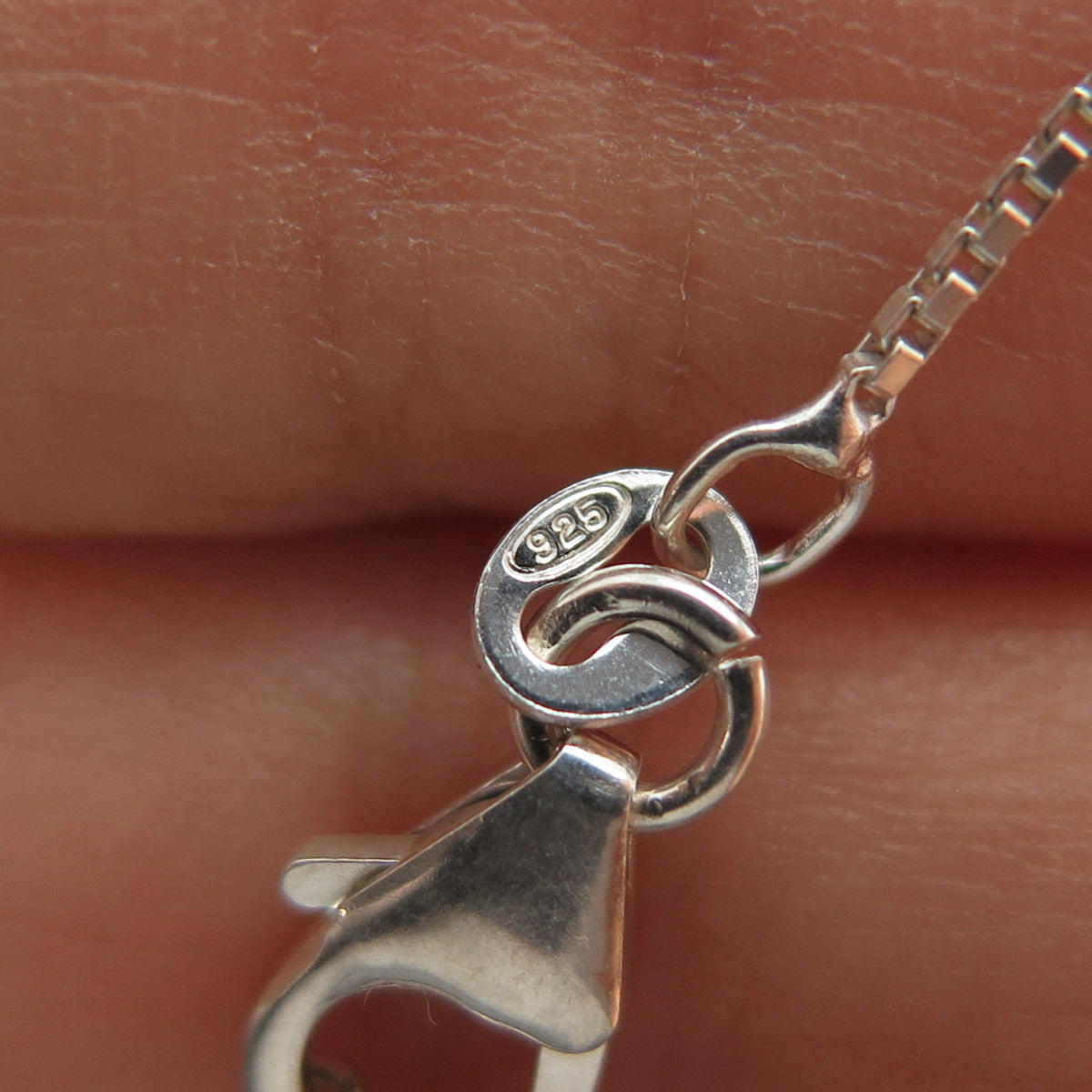 HAGIT GORALI 925 Sterling Silver Vintage Israel Amethyst Box Chain Necklace 18"