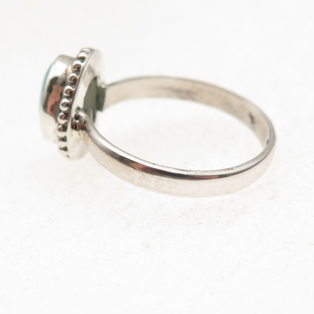 925 Sterling Silver Vintage Real Tyrone Turquoise Oxidized Ring Size 8.25