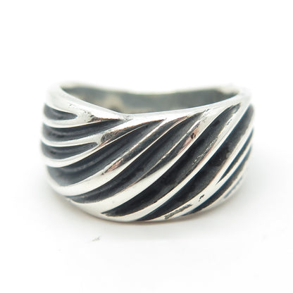 925 Sterling Silver Vintage Ribbed Ring Size 5.5