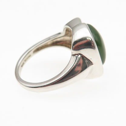 Michelle Albala 925 Sterling Silver Vintage Real Jade Modernist Ring Size 7