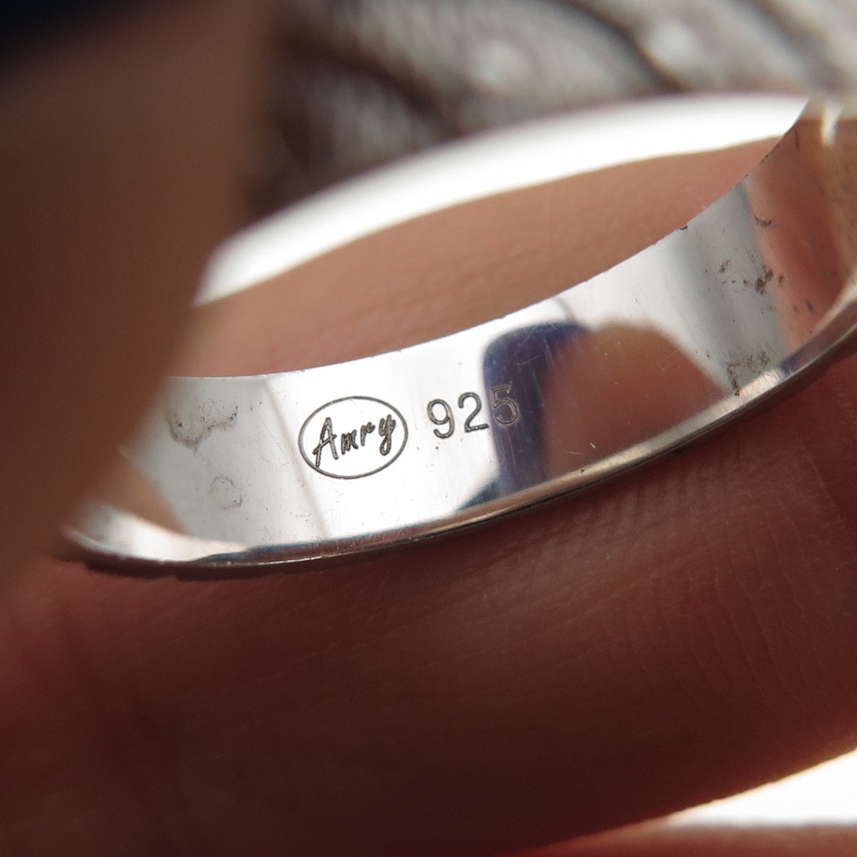 AMRY 925 Sterling Silver Engraved Band Ring Size 8.25