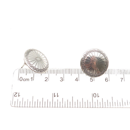 Old Pawn 925 Sterling Silver Vintage Southwestern Concho Tribal Earrings