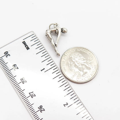 925 Sterling Silver Vintage Gymnast / Athlete Girl Charm Pendant