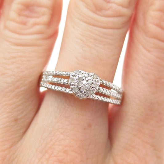 DBJ DEE BERKLE 925 Sterling Silver Gold Plated Real Diamond Heart Ring Size 10