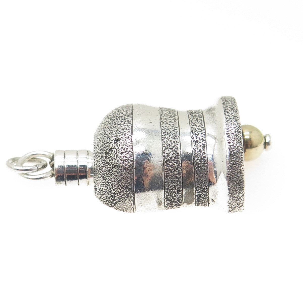 925 Sterling Silver 2-Tone Vintage Engraved Bell Pendant