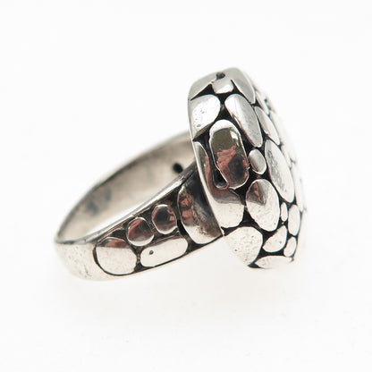 925 Sterling Silver Vintage Modernist Kali Disc Oxidized Ring Size 6.5