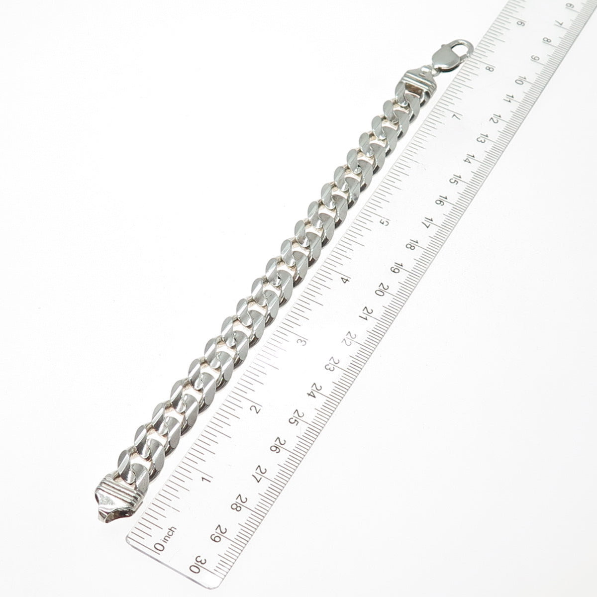 925 Sterling Silver Vintage Italy Cuban Link Heavy 52.0g Bracelet 8"